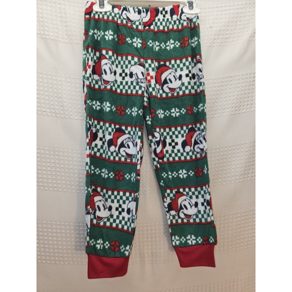 Disney Mickey Mouse Christmas Fleece Pajama Pants Green Kids Size 6 Unisex